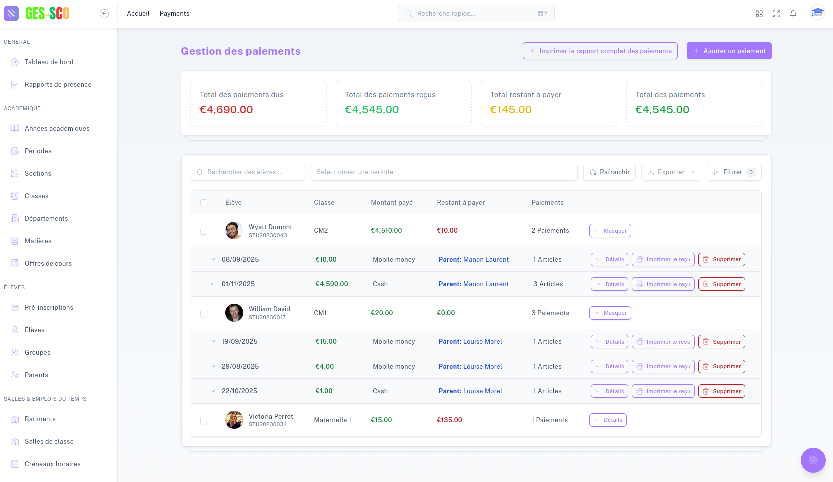 Ges-sco accountant page - Accounting dashboard